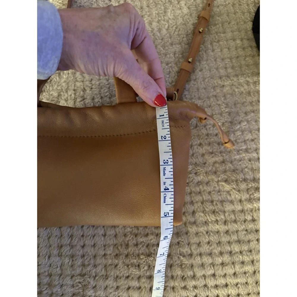 MADEWELL The Piazza Mini Caramel Genuine Leather Crossbody Bag Drawstring